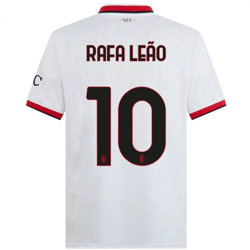 Danxen Heren Rafael Leão #10 Wit Zwart Rood Uitshirt Uittenue 2024/25 T-Shirt