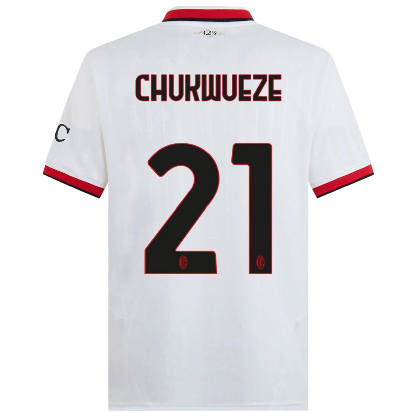 Danxen Heren Samuel Chukwueze #21 Wit Zwart Rood Uitshirt Uittenue 2024/25 T-Shirt