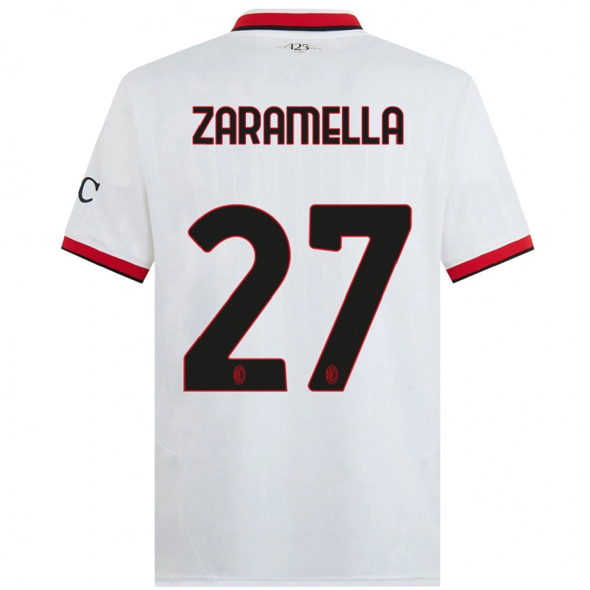 Danxen Heren Mattia Zaramella #27 Wit Zwart Rood Uitshirt Uittenue 2024/25 T-Shirt
