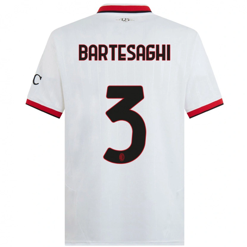 Danxen Heren Davide Bartesaghi #3 Wit Zwart Rood Uitshirt Uittenue 2024/25 T-Shirt