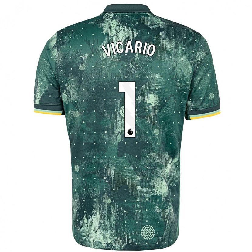 Danxen Heren Guglielmo Vicario #1 Muntgroen Thuisshirt Derde Tenue 2024/25 T-Shirt
