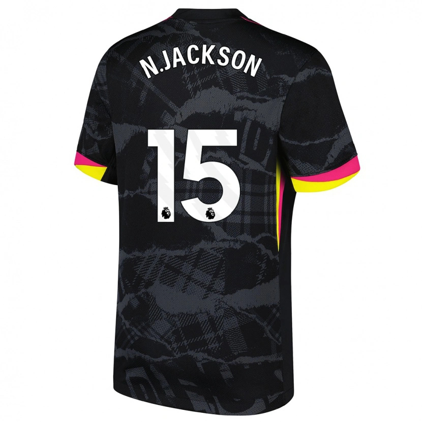 Danxen Heren Nicolas Jackson #15 Zwartroze Thuisshirt Derde Tenue 2024/25 T-Shirt