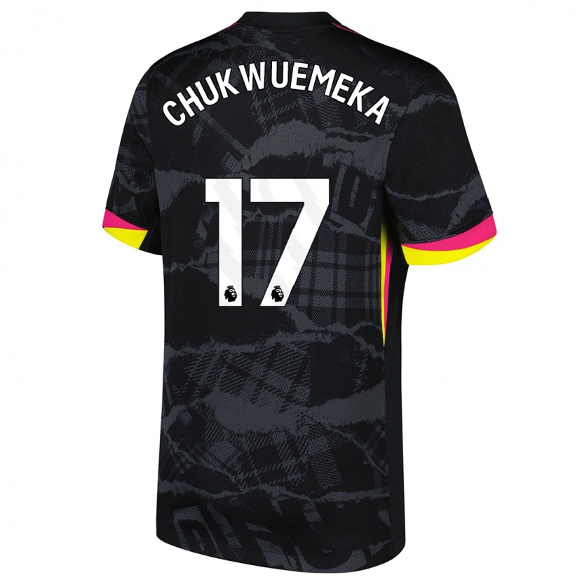Danxen Heren Carney Chukwuemeka #17 Zwartroze Thuisshirt Derde Tenue 2024/25 T-Shirt