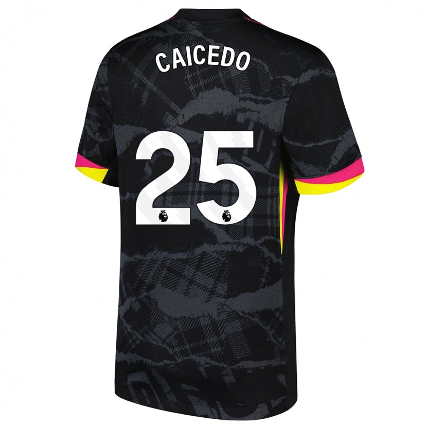 Danxen Heren Moisés Caicedo #25 Zwartroze Thuisshirt Derde Tenue 2024/25 T-Shirt