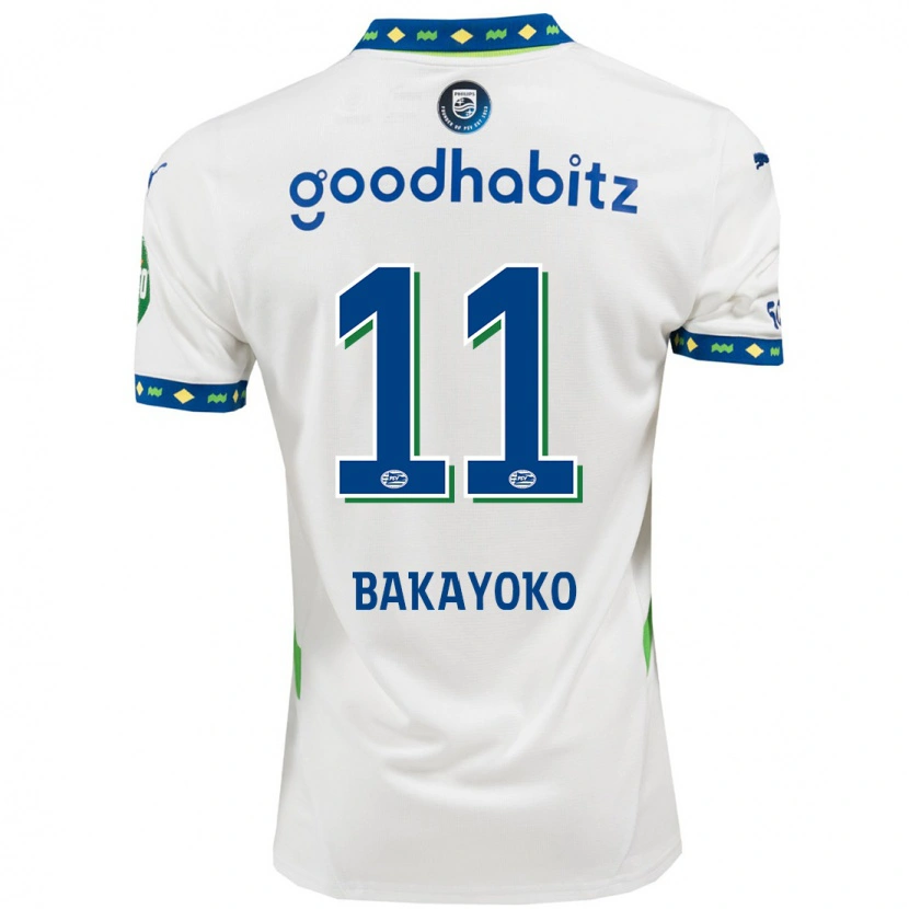 Danxen Heren Johan Bakayoko #11 Wit Donkerblauw Thuisshirt Derde Tenue 2024/25 T-Shirt