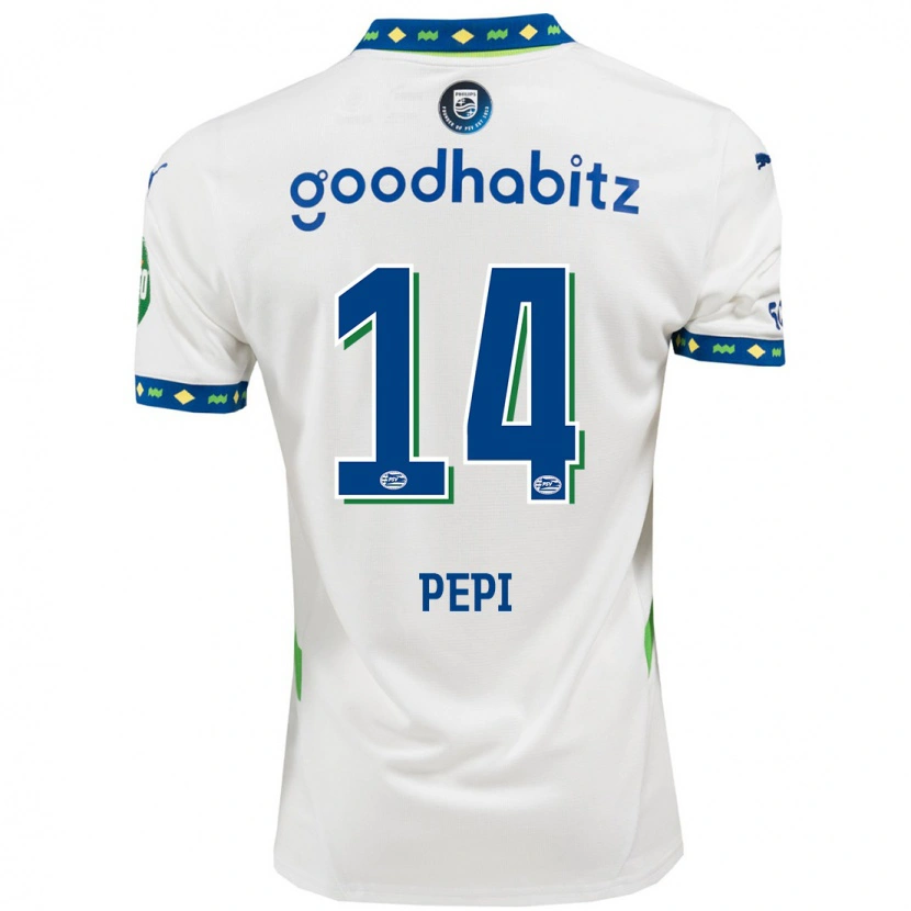Danxen Heren Ricardo Pepi #14 Wit Donkerblauw Thuisshirt Derde Tenue 2024/25 T-Shirt