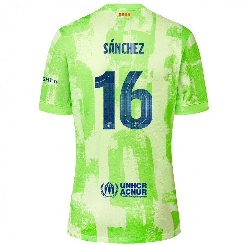 Danxen Heren Edu Sánchez #16 Limoen Thuisshirt Derde Tenue 2024/25 T-Shirt