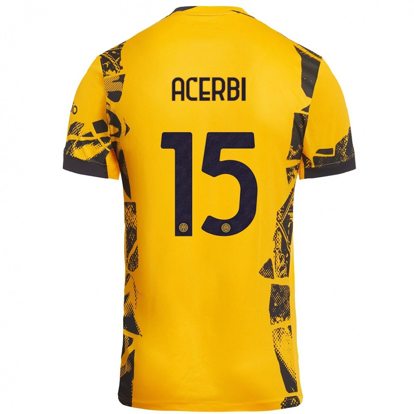 Danxen Heren Francesco Acerbi #15 Goud Zwart Thuisshirt Derde Tenue 2024/25 T-Shirt