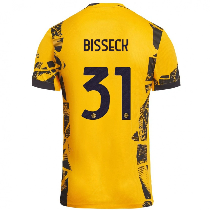 Danxen Heren Yann Bisseck #31 Goud Zwart Thuisshirt Derde Tenue 2024/25 T-Shirt