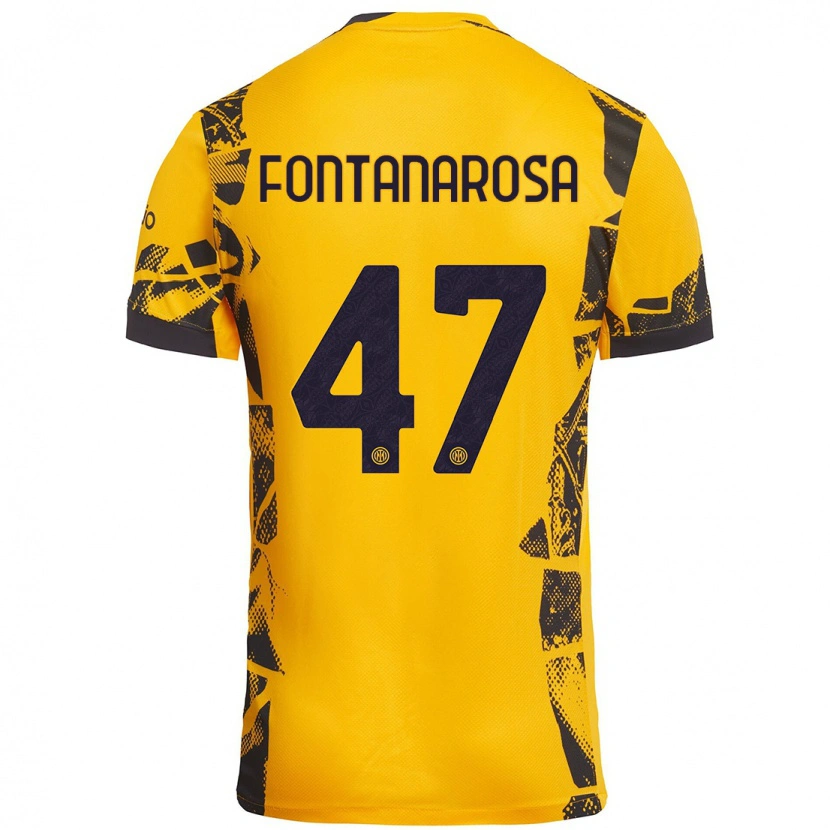 Danxen Heren Alessandro Fontanarosa #47 Goud Zwart Thuisshirt Derde Tenue 2024/25 T-Shirt
