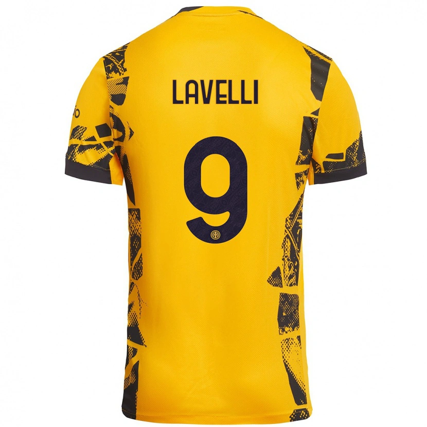 Danxen Heren Matteo Lavelli #9 Goud Zwart Thuisshirt Derde Tenue 2024/25 T-Shirt