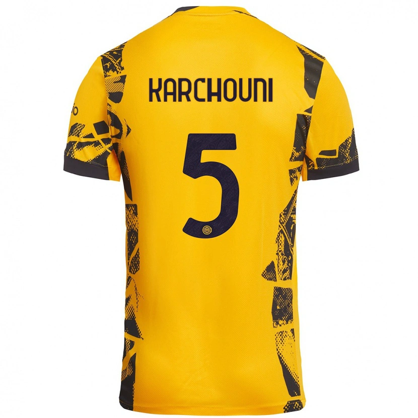 Danxen Heren Ghoutia Karchouni #5 Goud Zwart Thuisshirt Derde Tenue 2024/25 T-Shirt