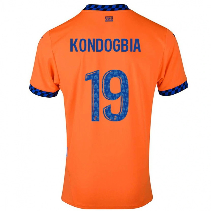 Danxen Heren Geoffrey Kondogbia #19 Oranje Donkerblauw Thuisshirt Derde Tenue 2024/25 T-Shirt