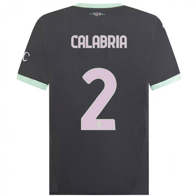 Danxen Heren Davide Calabria #2 Grijs Thuisshirt Derde Tenue 2024/25 T-Shirt