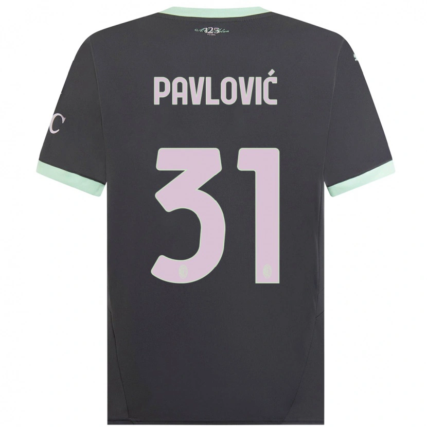 Danxen Heren Strahinja Pavlović #31 Grijs Thuisshirt Derde Tenue 2024/25 T-Shirt