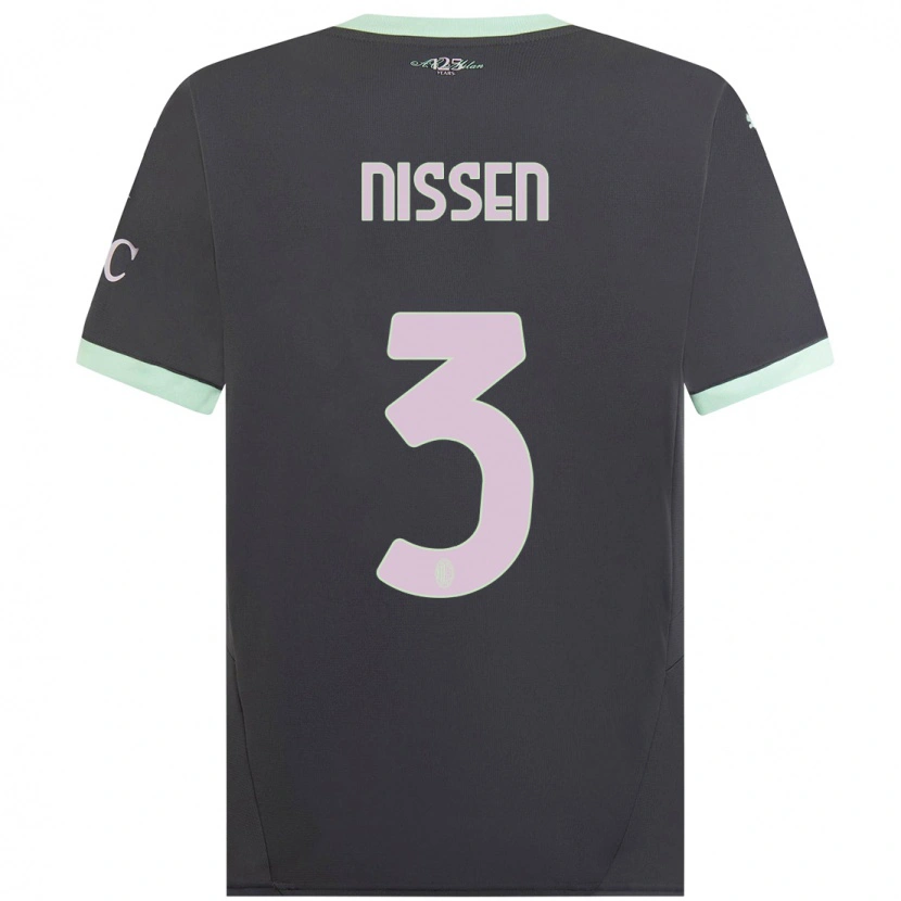 Danxen Heren Fredrik Nissen #3 Grijs Thuisshirt Derde Tenue 2024/25 T-Shirt