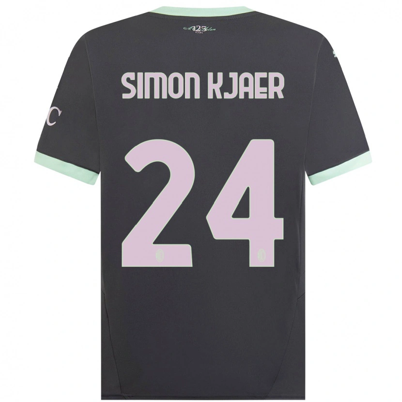 Danxen Heren Simon Kjaer #24 Grijs Thuisshirt Derde Tenue 2024/25 T-Shirt