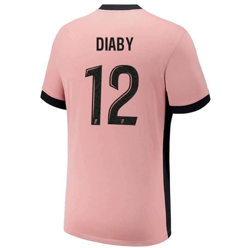 Danxen Heren Ibrahima Diaby #12 Roestroze Thuisshirt Derde Tenue 2024/25 T-Shirt