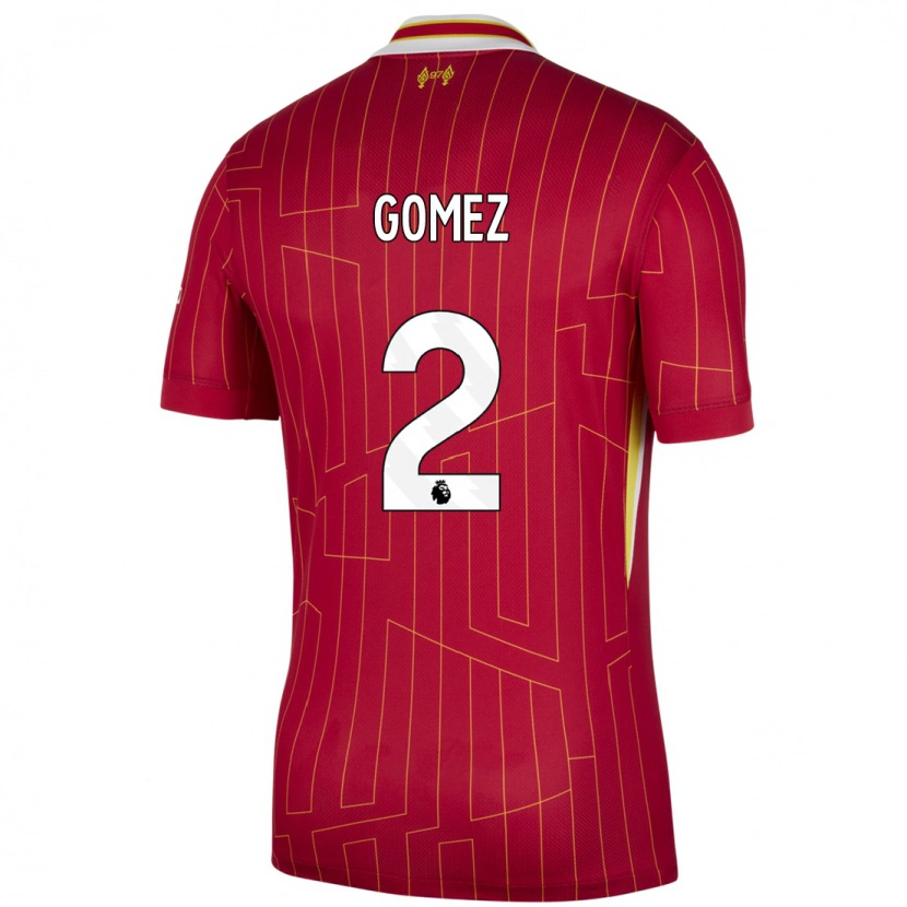 Danxen Dames Joe Gomez #2 Rood Geel Wit Thuisshirt Thuistenue 2024/25 T-Shirt