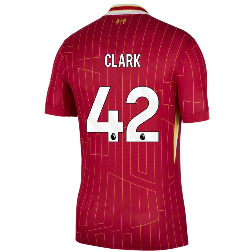 Danxen Dames Bobby Clark #42 Rood Geel Wit Thuisshirt Thuistenue 2024/25 T-Shirt