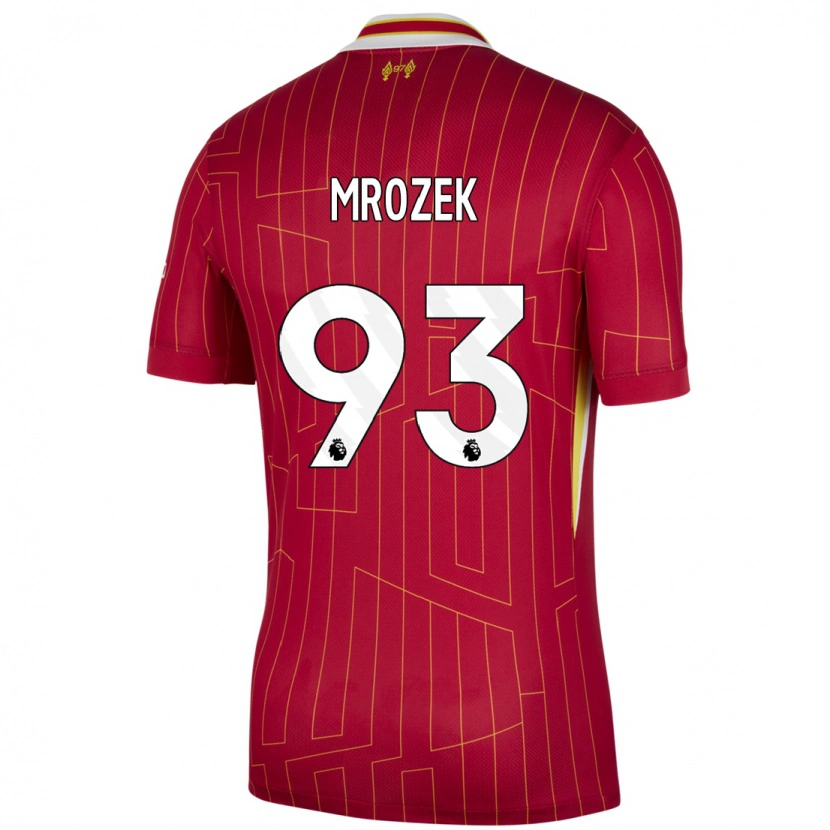 Danxen Dames Fabian Mrozek #93 Rood Geel Wit Thuisshirt Thuistenue 2024/25 T-Shirt