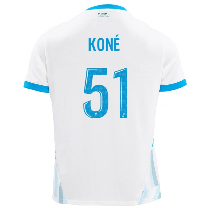 Danxen Dames Ismaël Koné #51 Wit Hemelsblauw Thuisshirt Thuistenue 2024/25 T-Shirt