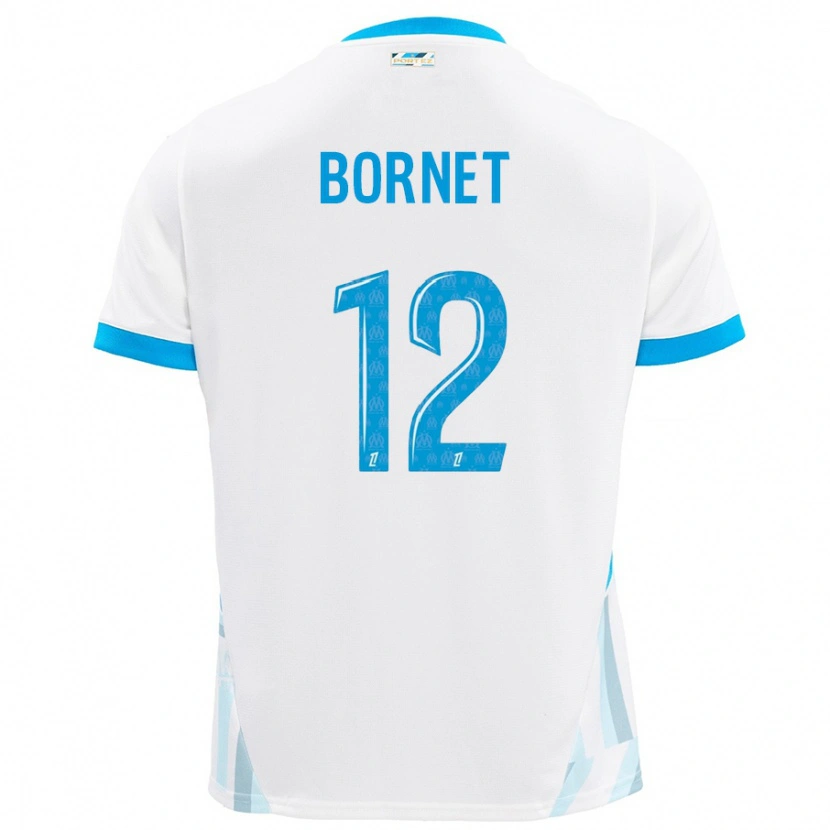Danxen Dames Camille Bornet #12 Wit Hemelsblauw Thuisshirt Thuistenue 2024/25 T-Shirt