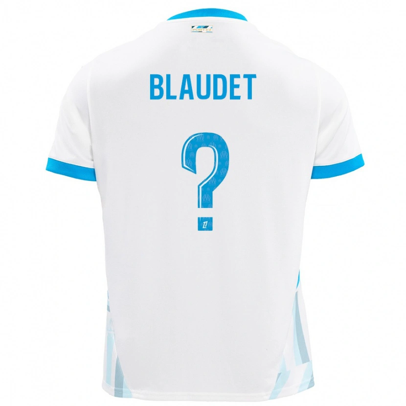 Danxen Dames David Blaudet #0 Wit Hemelsblauw Thuisshirt Thuistenue 2024/25 T-Shirt