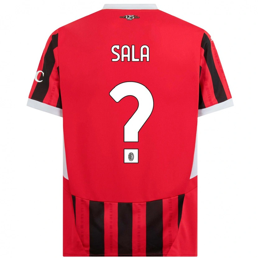 Danxen Dames Mattia Sala #0 Rood Zwart Thuisshirt Thuistenue 2024/25 T-Shirt