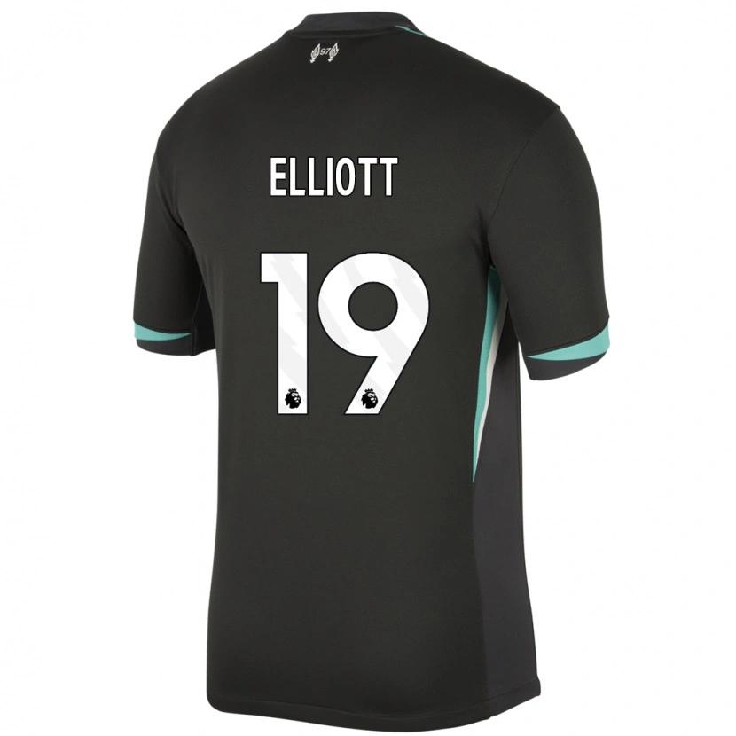 Danxen Dames Harvey Elliott #19 Zwart Antraciet Wit Uitshirt Uittenue 2024/25 T-Shirt