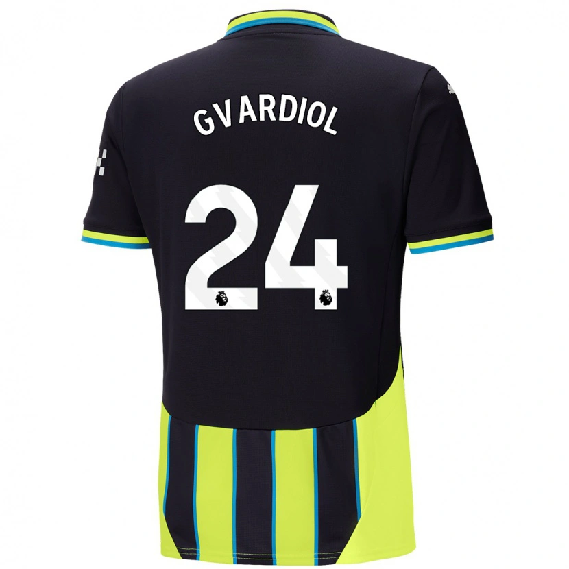 Danxen Dames Josko Gvardiol #24 Blauw Geel Uitshirt Uittenue 2024/25 T-Shirt