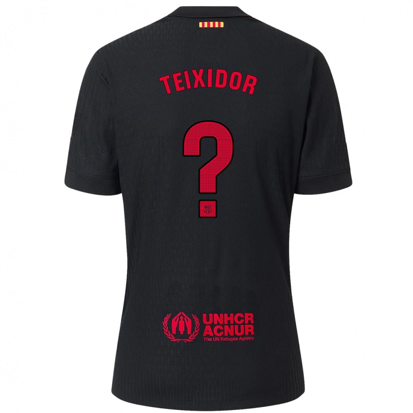 Danxen Dames Nil Teixidor #0 Zwart Rood Uitshirt Uittenue 2024/25 T-Shirt