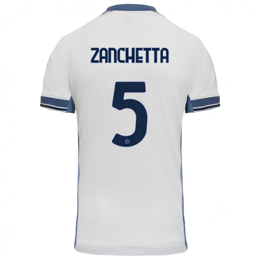 Danxen Dames Mattia Zanchetta #5 Wit Grijs Uitshirt Uittenue 2024/25 T-Shirt