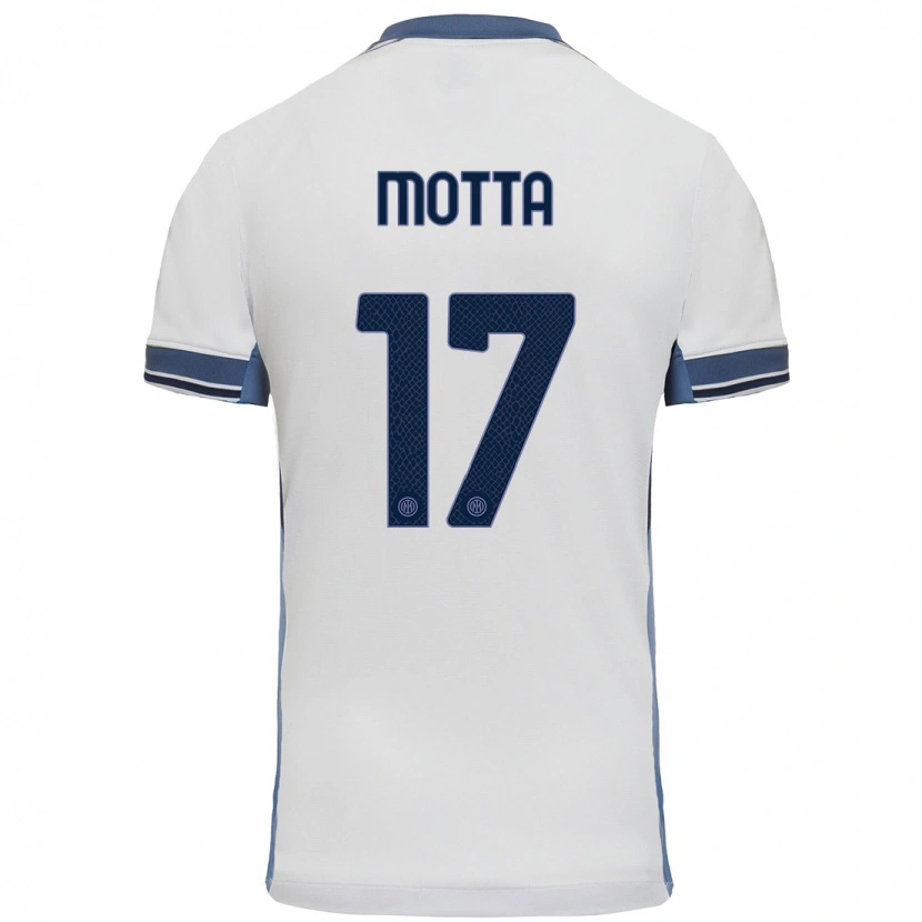 Danxen Dames Matteo Motta #17 Wit Grijs Uitshirt Uittenue 2024/25 T-Shirt
