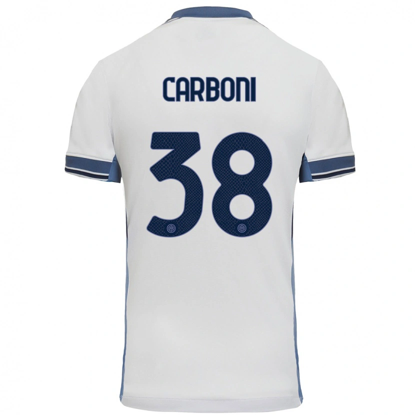 Danxen Dames Valentin Carboni #38 Wit Grijs Uitshirt Uittenue 2024/25 T-Shirt