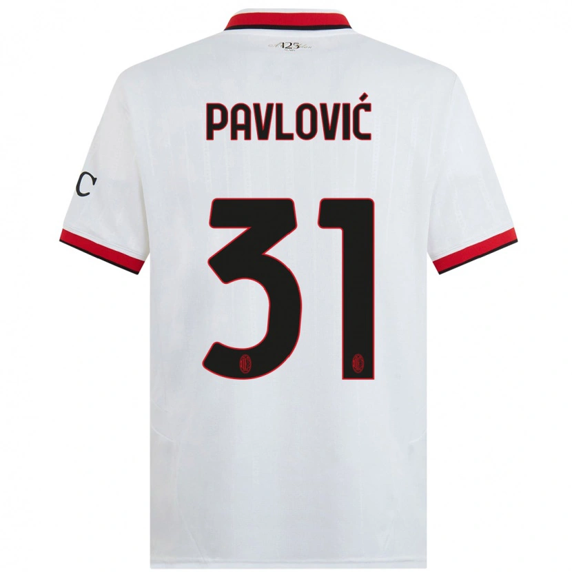 Danxen Dames Strahinja Pavlović #31 Wit Zwart Rood Uitshirt Uittenue 2024/25 T-Shirt