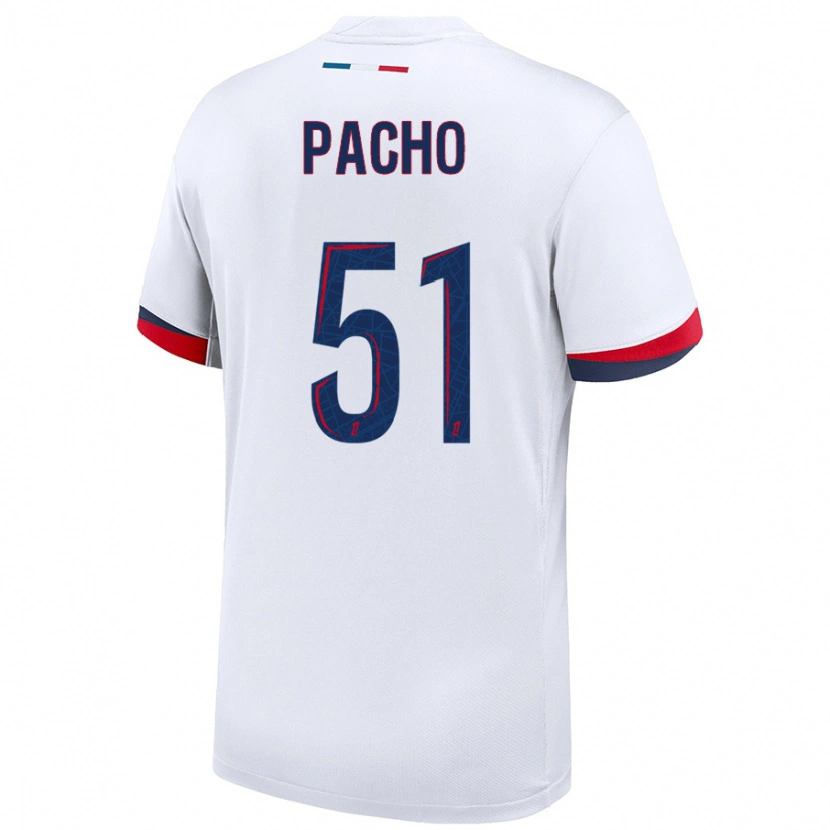 Danxen Dames Willian Pacho #51 Wit Blauw Rood Uitshirt Uittenue 2024/25 T-Shirt