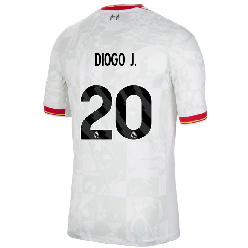 Danxen Dames Diogo Jota #20 Wit Rood Zwart Thuisshirt Derde Tenue 2024/25 T-Shirt