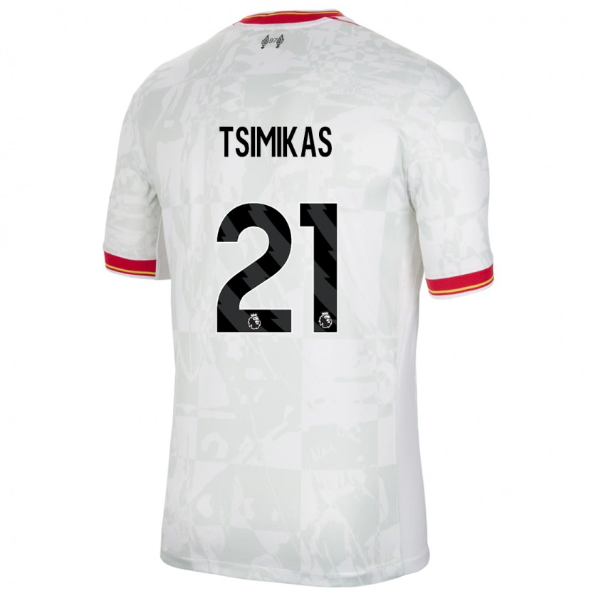 Danxen Dames Konstantinos Tsimikas #21 Wit Rood Zwart Thuisshirt Derde Tenue 2024/25 T-Shirt