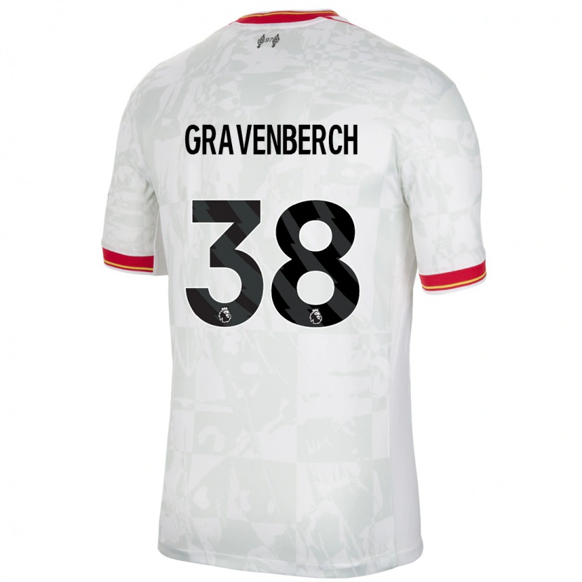 Danxen Dames Ryan Gravenberch #38 Wit Rood Zwart Thuisshirt Derde Tenue 2024/25 T-Shirt