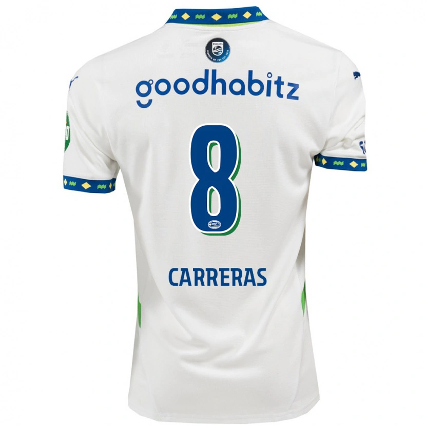 Danxen Dames Georgina Carreras #8 Wit Donkerblauw Thuisshirt Derde Tenue 2024/25 T-Shirt