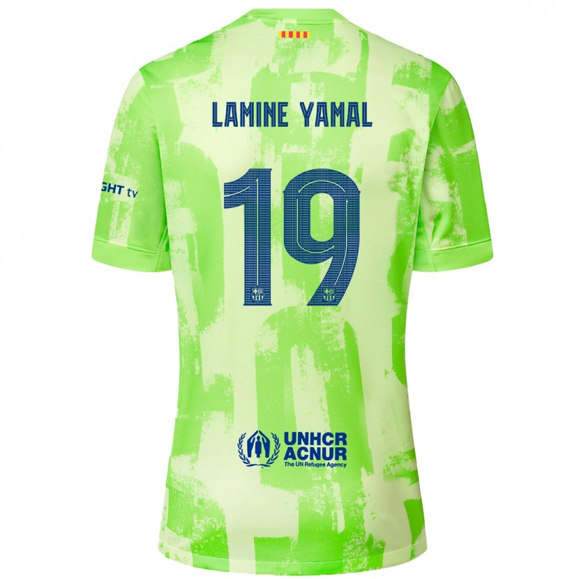 Danxen Dames Lamine Yamal #19 Limoen Thuisshirt Derde Tenue 2024/25 T-Shirt
