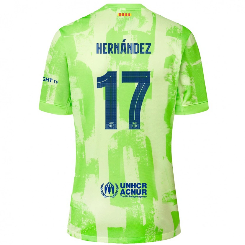 Danxen Dames Juan Hernández #17 Limoen Thuisshirt Derde Tenue 2024/25 T-Shirt