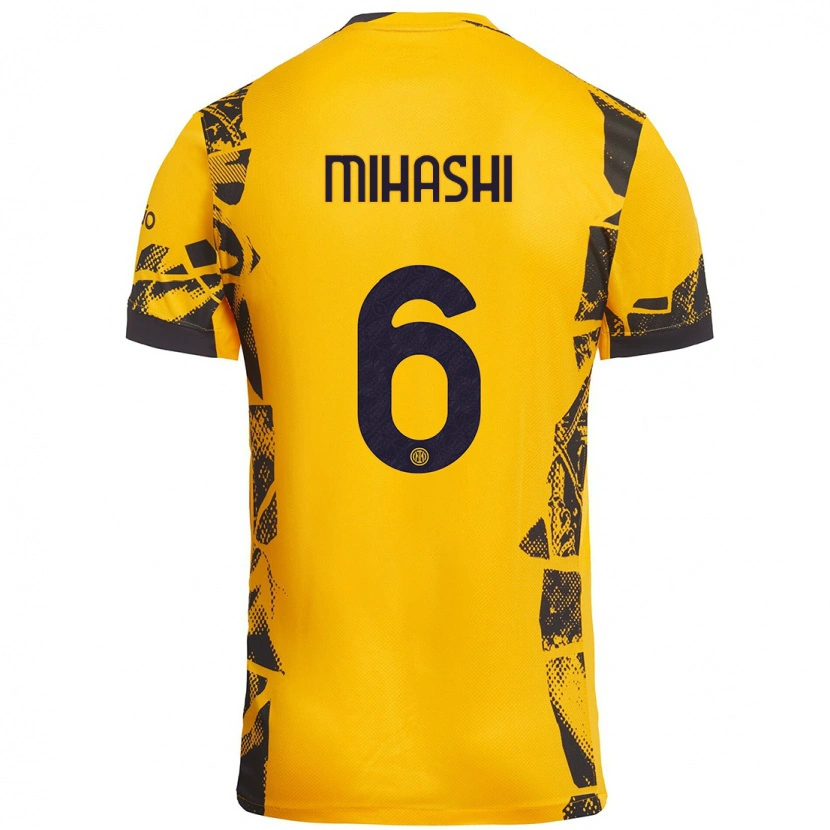 Danxen Dames Mana Mihashi #6 Goud Zwart Thuisshirt Derde Tenue 2024/25 T-Shirt