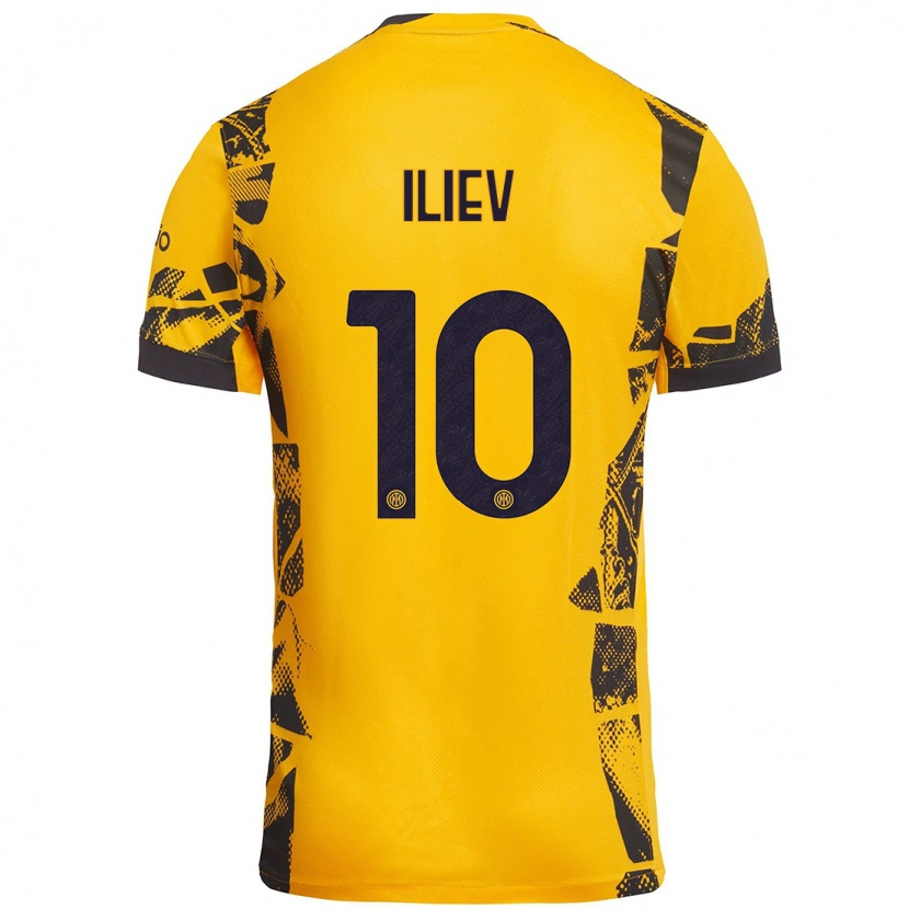 Danxen Dames Nikola Iliev #10 Goud Zwart Thuisshirt Derde Tenue 2024/25 T-Shirt