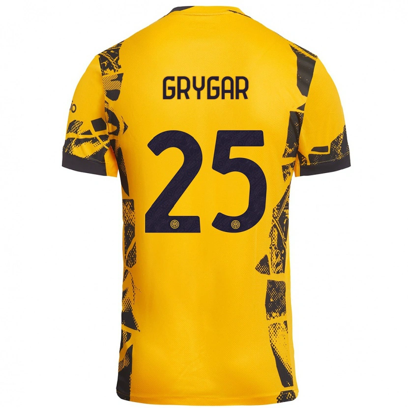 Danxen Dames Samuel Grygar #25 Goud Zwart Thuisshirt Derde Tenue 2024/25 T-Shirt