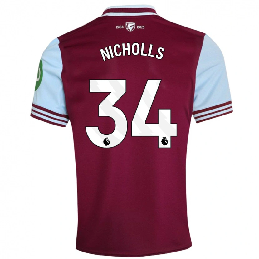 Danxen Kinderen Macey Nicholls #34 Donkerrood Thuisshirt Thuistenue 2024/25 T-Shirt