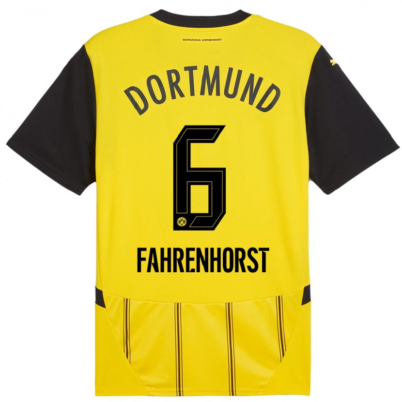 Danxen Kinderen Luke Fahrenhorst #6 Geel Zwart Thuisshirt Thuistenue 2024/25 T-Shirt