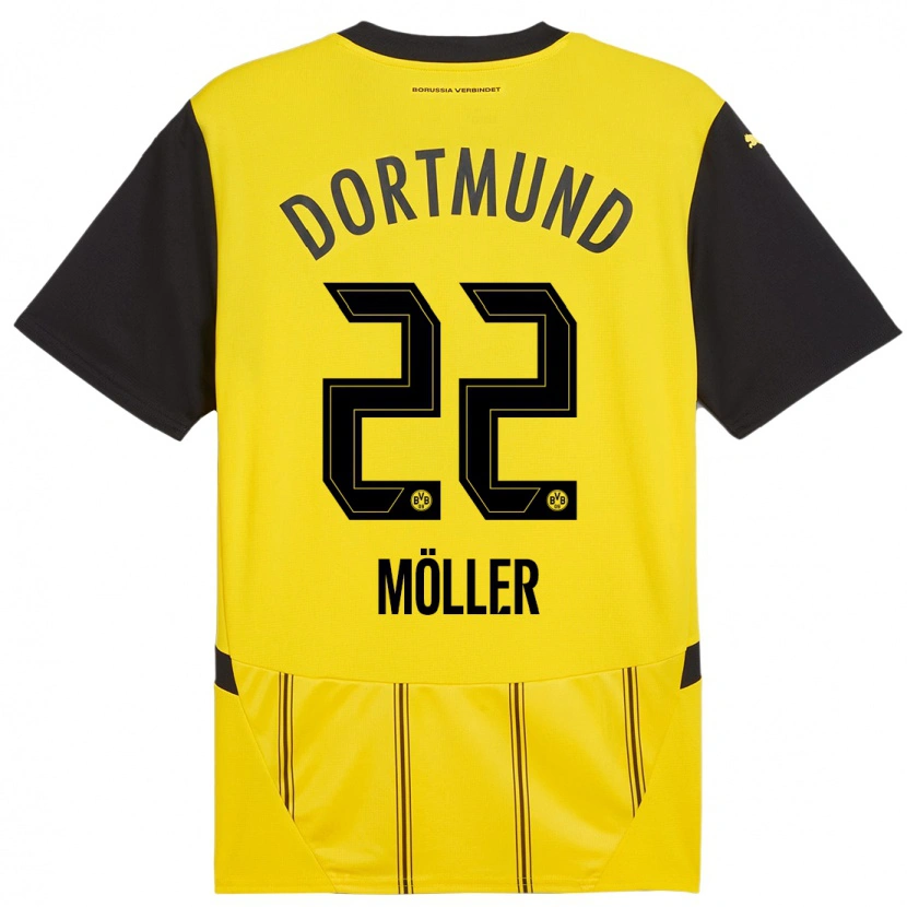 Danxen Kinderen Paul Möller #22 Geel Zwart Thuisshirt Thuistenue 2024/25 T-Shirt
