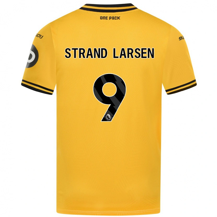 Danxen Kinderen Jørgen Strand Larsen #9 Geel Thuisshirt Thuistenue 2024/25 T-Shirt